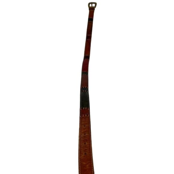 FOSSIL Belt Women's Medium Two Tone Brown Stitch Leather Metal Buckle - Picture 5 of 10